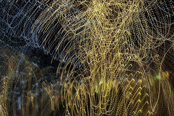 Jaynes Gallery 아티스트의 USA-Arizona-Buckeye-Abstract of decorated trees at night during Christmas작품입니다.